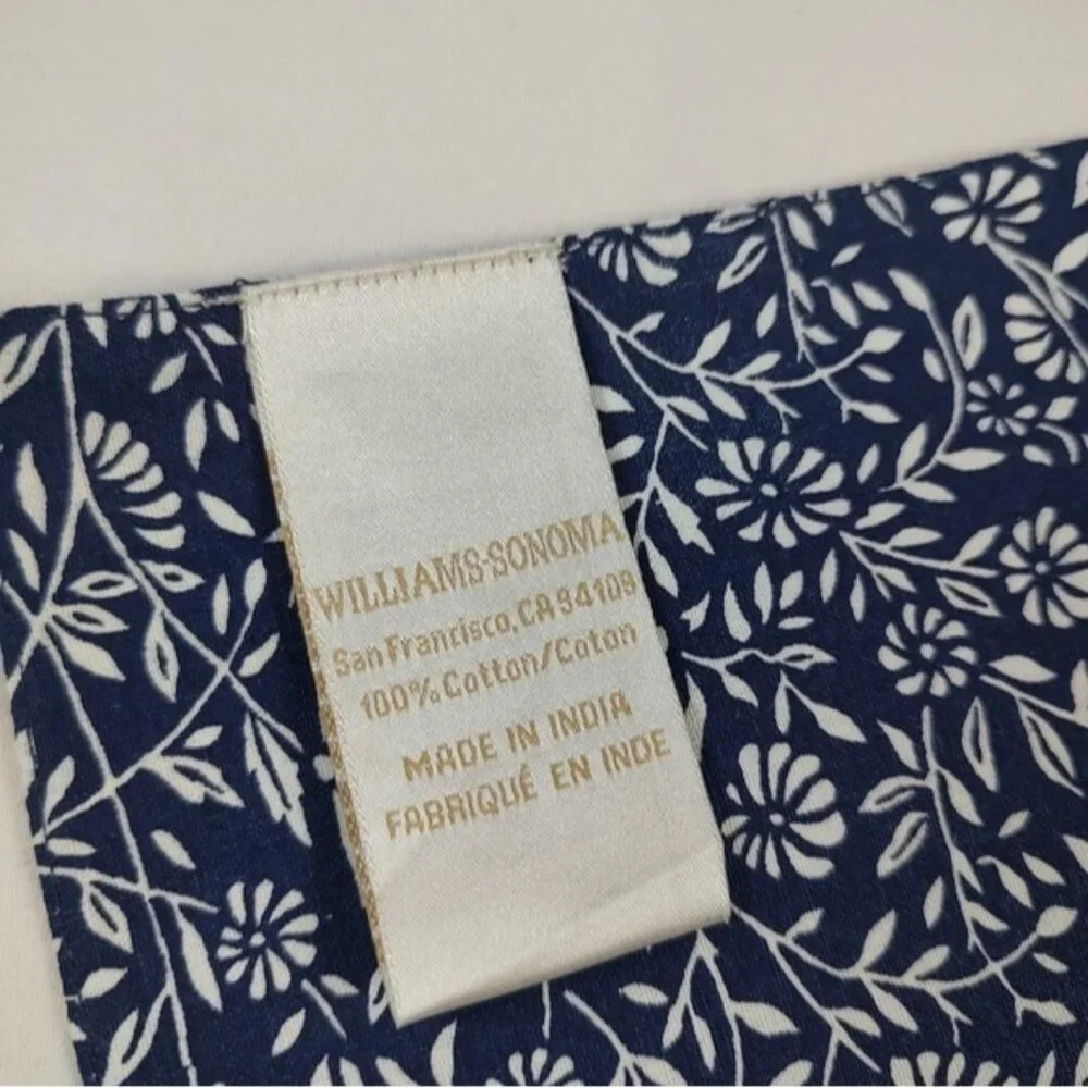 4 Williams Sonoma Blue White Ditsy Floral Cotton Placemats 14